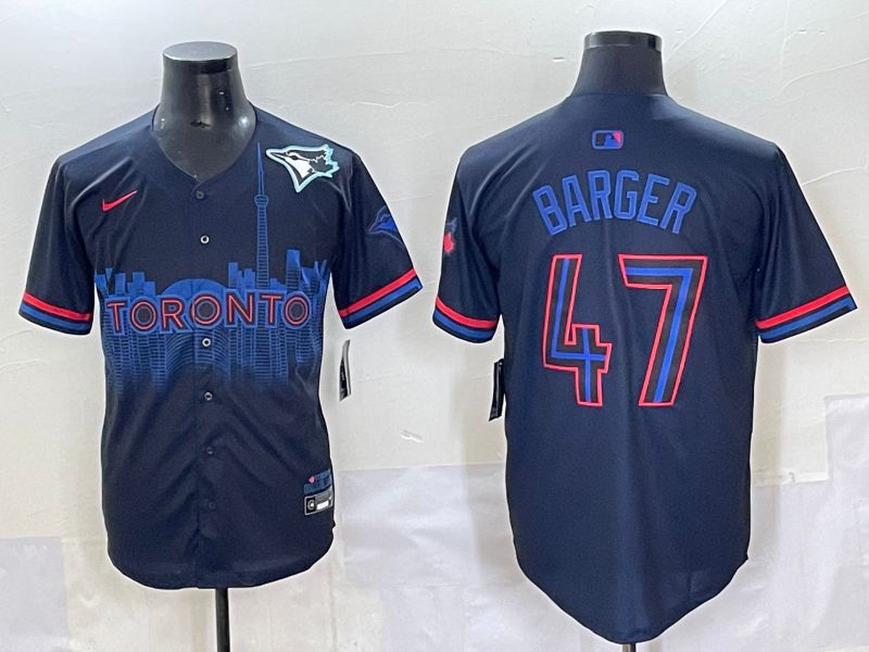 Men 2025 Toronto Blue Jays #47 Barger Black Joint Name Nike MLB Jersey style 12